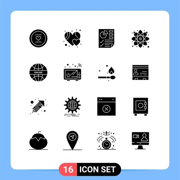 Universal Icon Symbols Group Modern Solid Glyphs Internet Věda Data — Stockový vektor