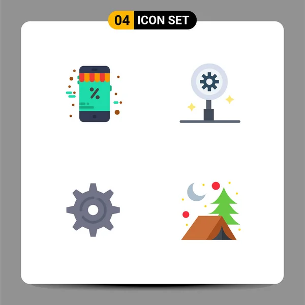 Pictogram Set Simple Flat Icons Online Gear Discount Gear Adventure — Stock Vector