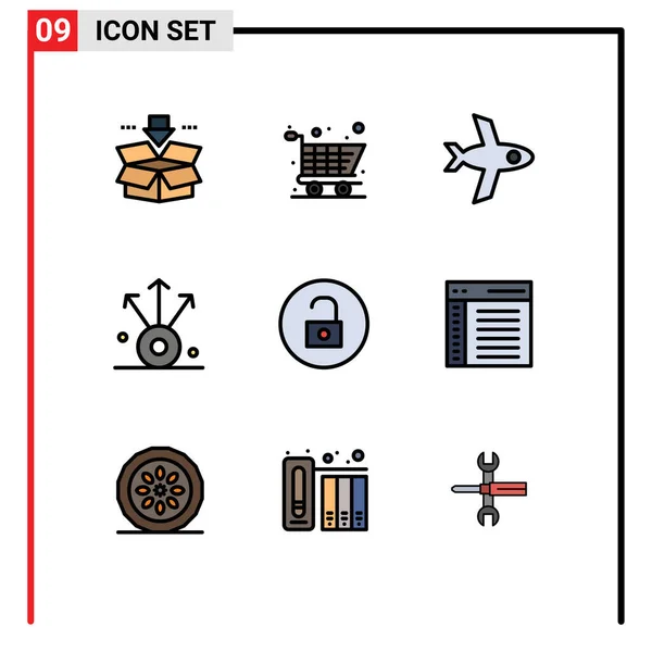 Conjunto Icones Modernos Símbolos Sinais Para Codificação Multimídia Avião Media — Vetor de Stock