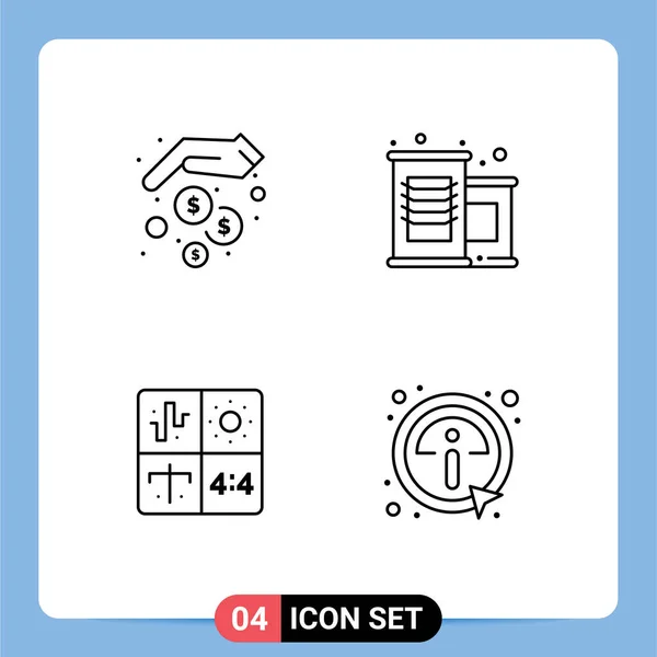 Set Modern Icons Sysymbols Signs Finance Development Money Saving Vegetable — Vector de stock