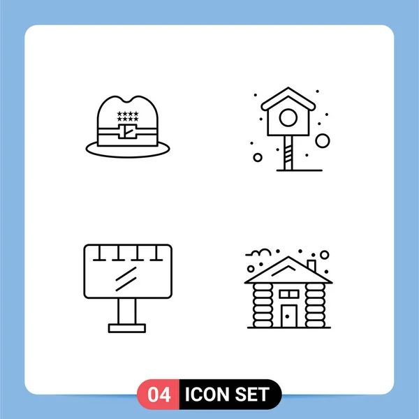 一套四套供帽子 标志板 住宅可编辑向量设计元素的商用滤色片套件 — 图库矢量图片