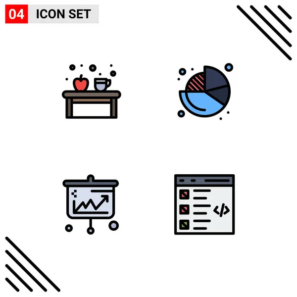 Universal Icon Symbols Group Modern Filledlineフラットコーヒー プロジェクター チャート 銀行の色編集可能なベクトルデザイン要素 — ストックベクタ