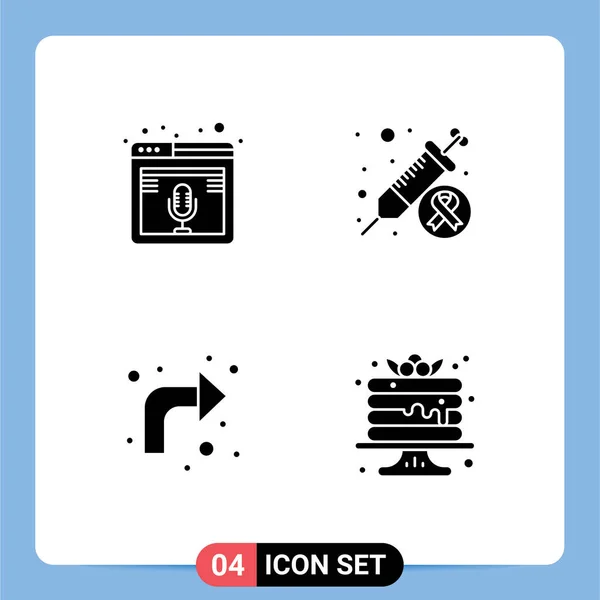 Universal Solid Glyph Signs Symbols Internet Arrows Podcast Day Editable — 스톡 벡터