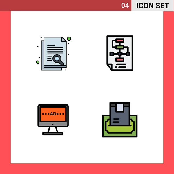 Stock Vector Icon Pack Line Signs Symbols Document Search Document — Stock Vector