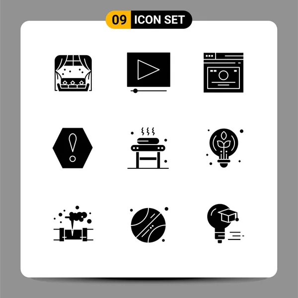 User Interface Solid Glyph Pack Modern Signs Symbols Relaxation Bed — Διανυσματικό Αρχείο