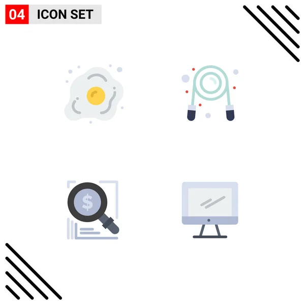 Set Modern Icons Sysymbols Signs Diet Search Healthy Fitness Magnifer — Vector de stock