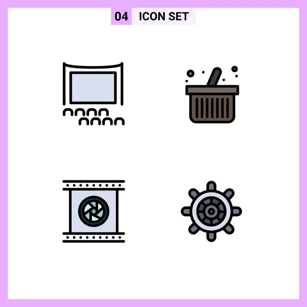 Stock Vector Icon Pack Dari Line Signs Symbols Untuk Penonton - Stok Vektor