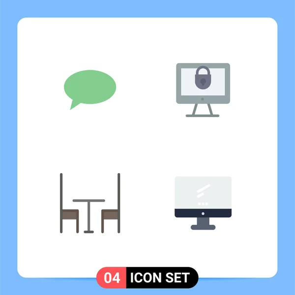 Universal Flat Icon Signs Symbole Für Chat Interieur Mail Schloss — Stockvektor