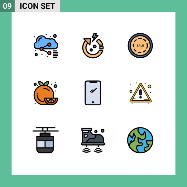 Universal Icon Symbols Group Modern Filledline Flat Cores Telefone Alimentos — Vetor de Stock
