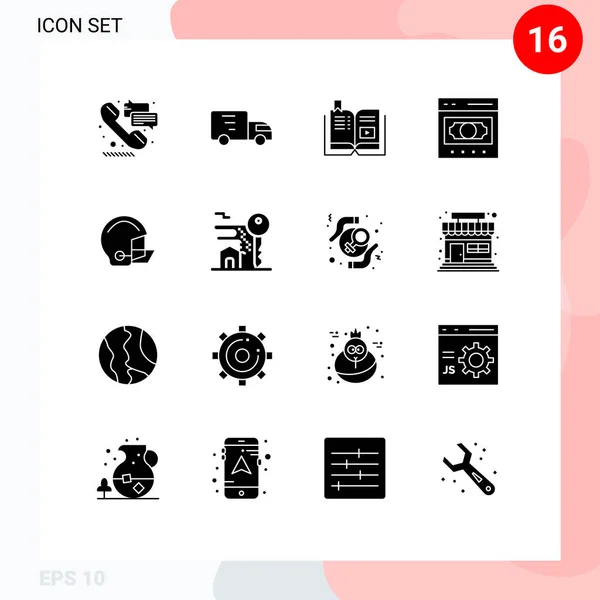 Thematic Vector Solid Glyphs Editable Symbols Online Exchange Book Ecommerce — 스톡 벡터