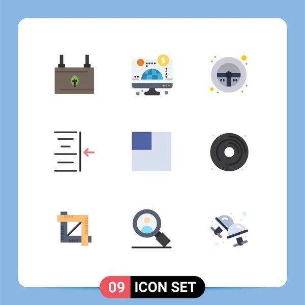 Pictogram Set Egyszerű Lapos Színek Skála Szöveg Pénz Jobb Kerék — Stock Vector