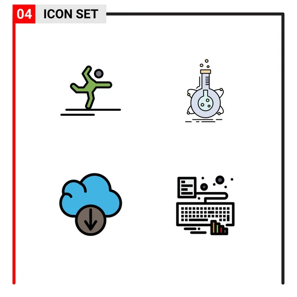 Stock Vector Icon Pack Líneas Símbolos Para Atleta Nube Estiramiento — Archivo Imágenes Vectoriales