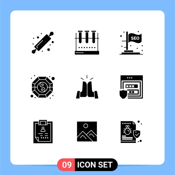 Stock Vector Icon Pack Mit Zeilenzeichen Und Symbolen Für Beste — Stockvektor