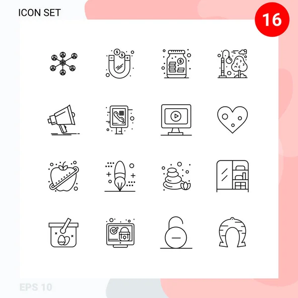 Stock Vector Icon Pack Líneas Símbolos Para Elementos Digitales Recreativos — Archivo Imágenes Vectoriales