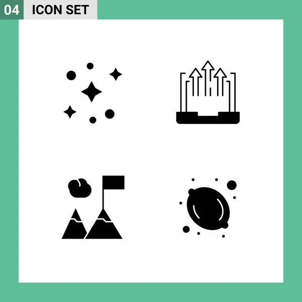 2014 Mobile Interface Solid Glyph Set Pictogram Galaxy Flag Arrow — 스톡 벡터