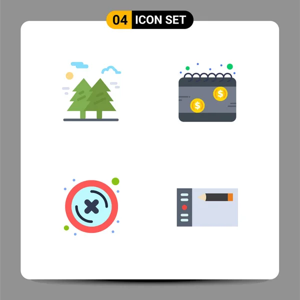 Universal Flat Icons Set Web Mobile Applications Δάσος Φόρος Πεζοπορία — Διανυσματικό Αρχείο