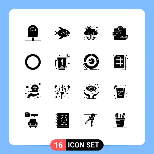 User Interface Pack Basic Solid Glyphs Shim Těsnění Hosting Sport — Stockový vektor