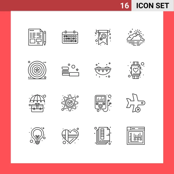 Mobile Interface Outline Set Pictograms Sun Day Time Cloud Invite — Archivo Imágenes Vectoriales