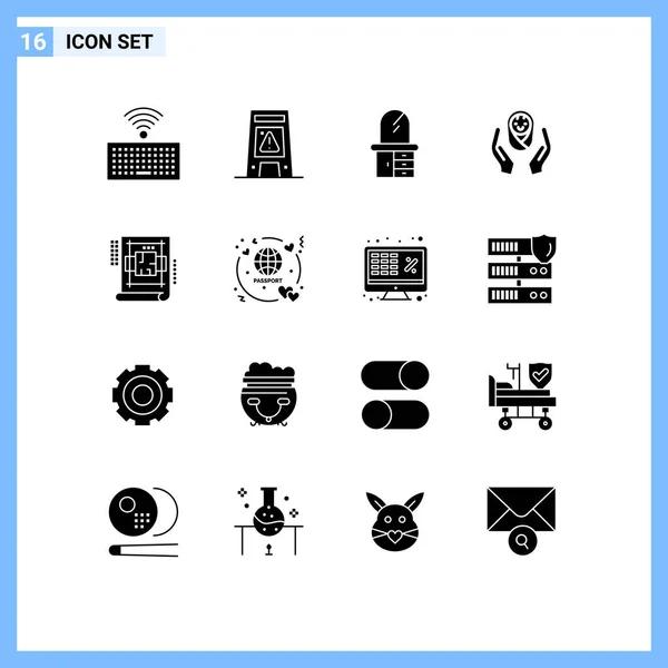 Set Commercial Solid Glyphs Pack Interior Child Home Child Care — Vector de stock