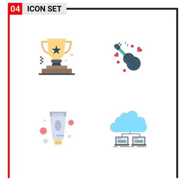 Groep Van Modern Flat Icons Set Voor Prestatie Schoonheid Prijs — Stockvector