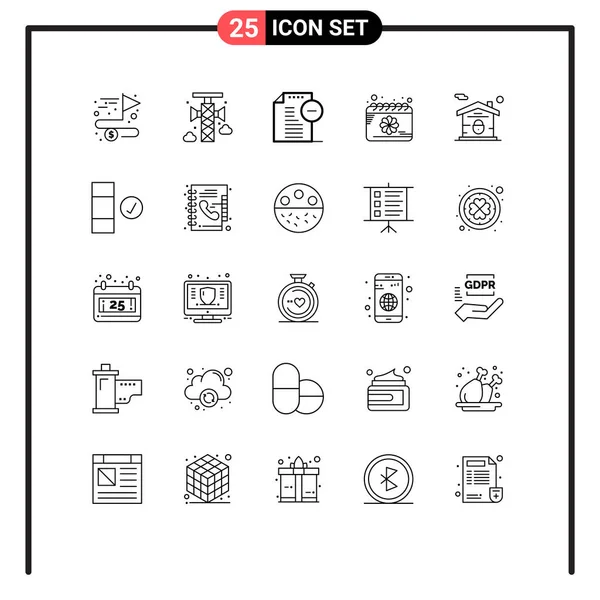 Creative Icons Modern Signs Symbols House Spring Remove Flower Calendar — Stock Vector