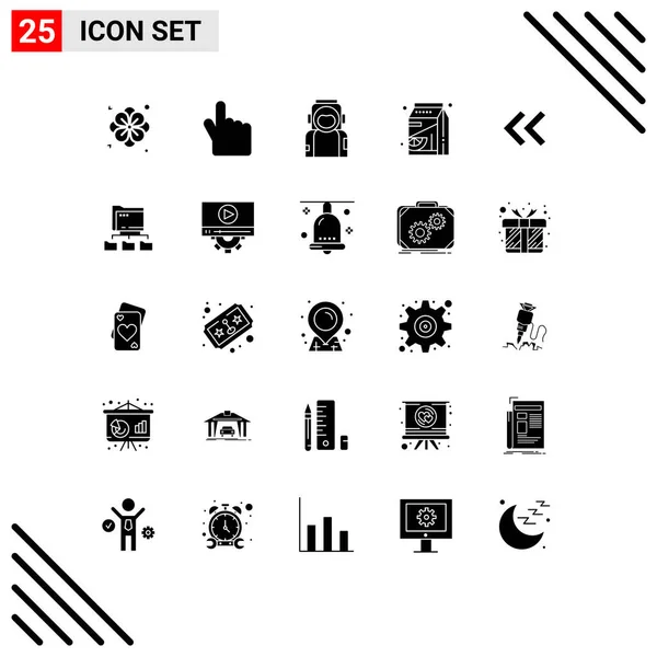 Thematic Vector Solid Glyphs Editable Symbols Back Arrow Spaceman Pak — Stockový vektor