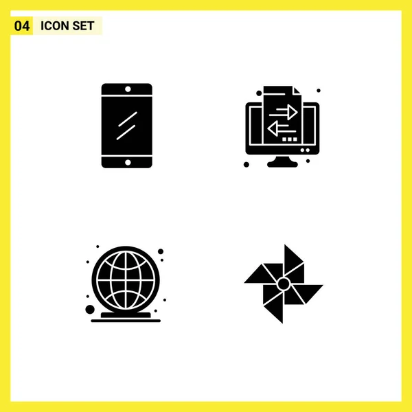 Creative Icons Modern Signs Symbols Mobile Globe Study Transaction Market — Stock Vector