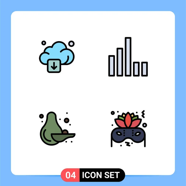 Stock Vector Icon Pack Mit Linienzeichen Und Symbolen Für Wolke — Stockvektor