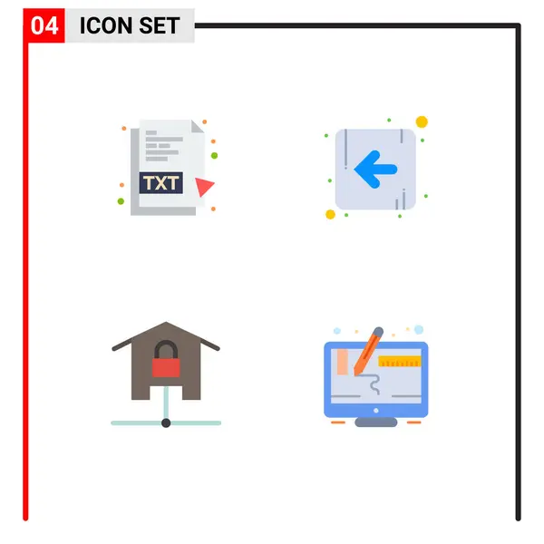 User Interface Pack Basic Flat Icons Txt Kit File Left — Vector de stock