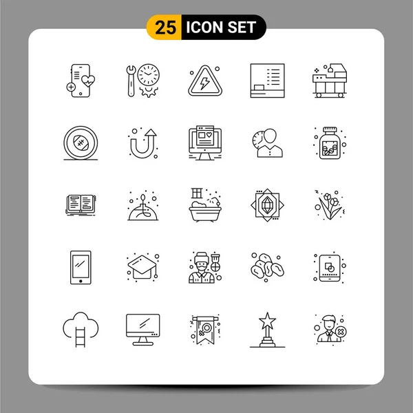 Universal Icon Symbols Group Modern Lines Bed Education Tools Blackboard — Stockvektor