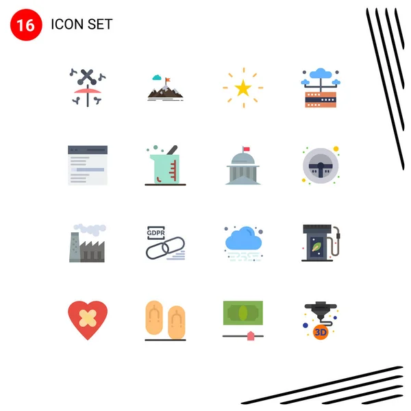 Set Modern Icons Sysymbols Signs Server Hosting Mountains Database Performance — Vector de stock