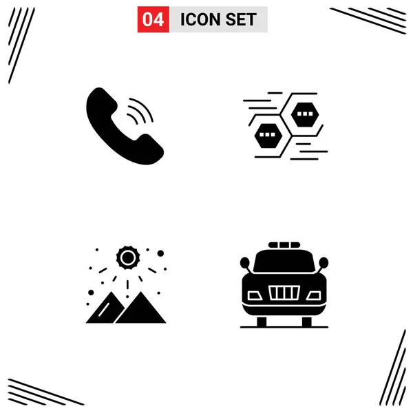 Universal Solid Glyphs Set Web Mobile Applications Call Sunset Connect — Vector de stock