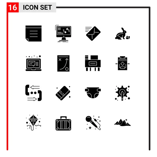 Universal Icon Symbols Gruppe Von Modernen Solid Glyphen Von Laptop — Stockvektor