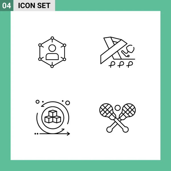 Set Vector Filledline Flat Colors Grid Connection Ribbon People User — Archivo Imágenes Vectoriales
