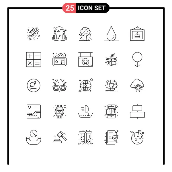 Universal Icon Symbols Group Modern Lines Calculator Party Apple Tree — Stock Vector