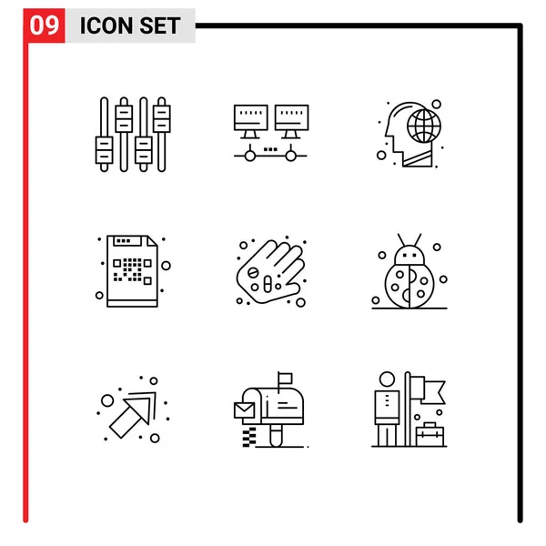 Conjunto Pictogramas Mão Arquivo Global Criptografado Elementos Design Vetores Editáveis —  Vetores de Stock