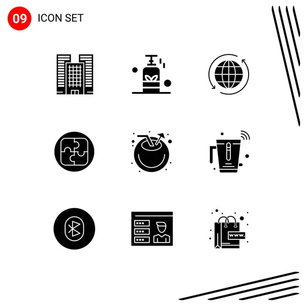 Set Von Modernen Symbolen Symbole Zeichen Für Strand Planung Global — Stockvektor
