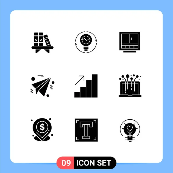 Modern Set Solid Glyphs Pictograph Storage Furniture Innovation Files Business — Stock Vector