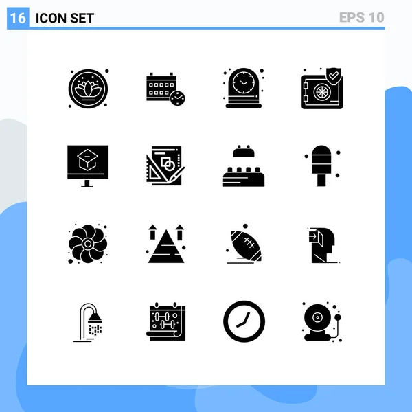 Set Modern Icons Sysymbols Signs Learning Education Table Security Protect — Vector de stock