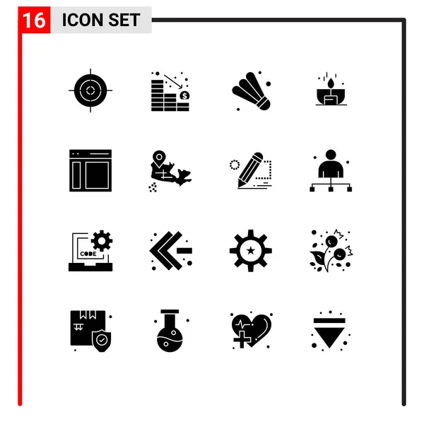 Set Modern Icons Sysymbols Signs Left Communication Game Shine Light — Archivo Imágenes Vectoriales