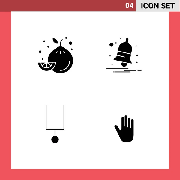 Set Modern Icons Symbols Signs Food Tuning Fork Bell Alert — Stock Vector