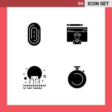 4 Evrensel Katı Semboller biyometrik, kirlilik, avatar, mezuniyet, kanalizasyon düzenleyici tasarım elementleri