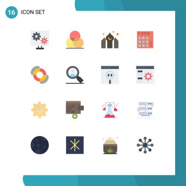 Mikser, dj, tasarım, denetleyici, ramazan düzenlenebilir yaratıcı vektör tasarım elementleri paketinden oluşan 16 Düz Renk Çizelgesi Modern Kümesi