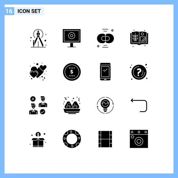 Set Modern Icons Sysymbols Signs Care Love Cell Heart Book — Vector de stock