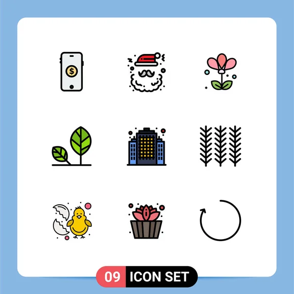 Set Modern Icons Symbols Signs Nature Environment Claus Eco Spring — Stock Vector