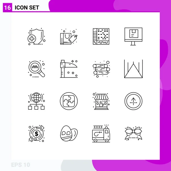 Set Modern Icons Sysymbols Signs Online Online Application Logistic Computer — Vector de stock