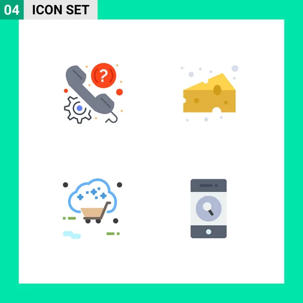 User Interface Pack Basic Flat Icons Customer Buy Phone Cheeses — Vector de stock