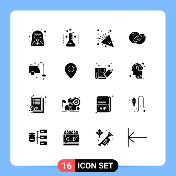 Set Modern Icons Sysymbols Signs Cleaning Clean Laboratory Food Party — Archivo Imágenes Vectoriales
