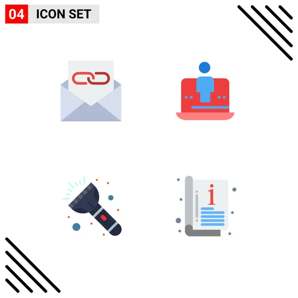Set Von Kommerziellen Flachen Symbolen Für Kommunikation Marketing Mail Digitale — Stockvektor