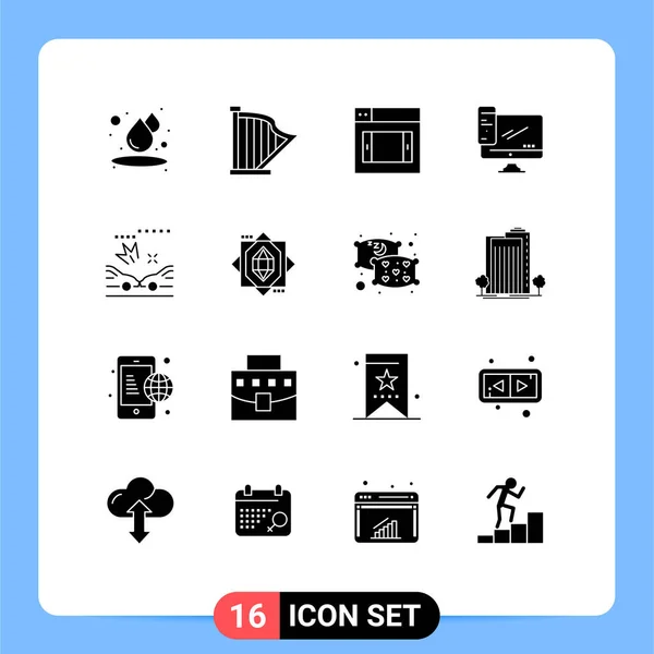 User Interface Solid Glyph Pack Modern Signs Symbols Crash Server — Διανυσματικό Αρχείο